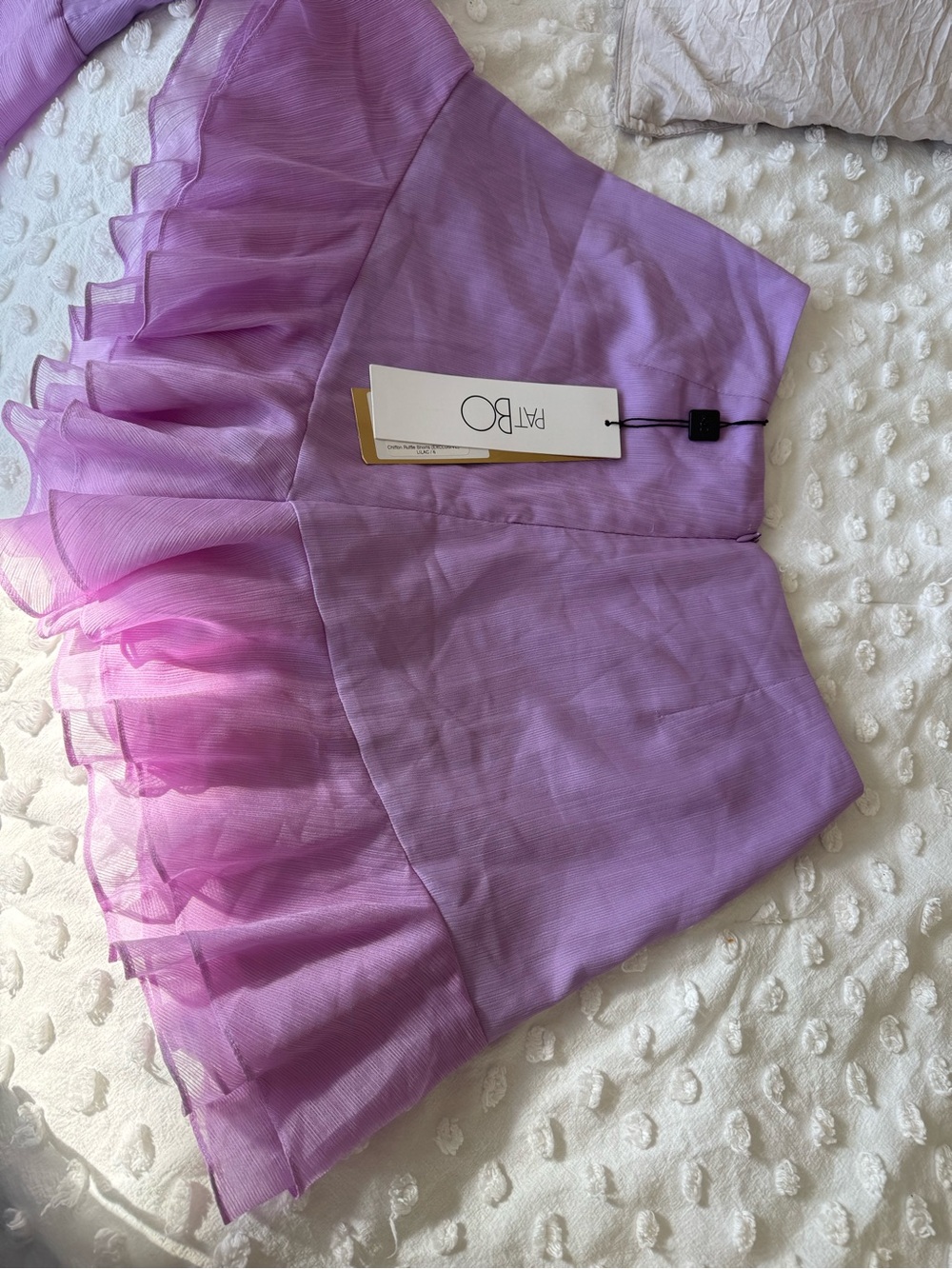 PatBO Lavender Ruffle Mini Shorts